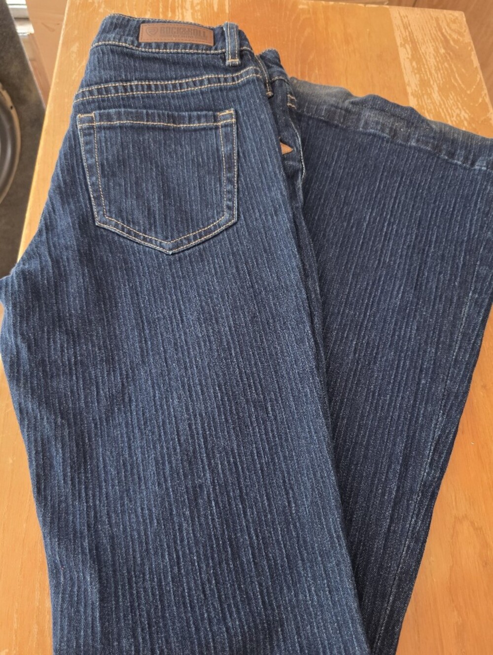 Womenโs Rock And Roll Dark Blue Flare Jeans